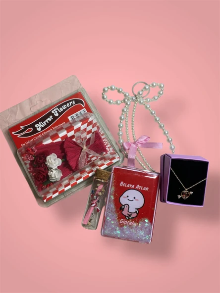 Kırmızı Kalp Kolye İçerikli Romantik Hediye Kutusu - Sevgiliye / Kadın Arkadaşa Özel Doğum Günü Seti - Resim 6