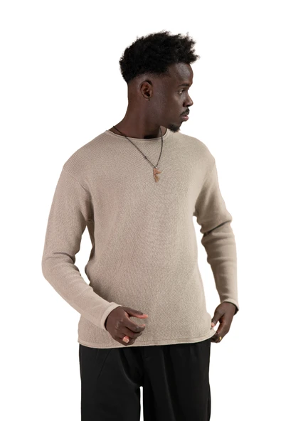 Regular Fit Likralı Kendinden Çizgili Mevsimlik Spor Kazak ürün görseli