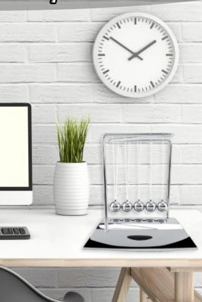 Newton Beşiği Z Denge Balans Sarkaç Topu Gümüş Büyük - 11