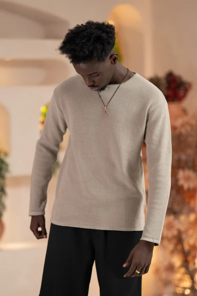 Regular Fit Likralı Kendinden Çizgili Mevsimlik Spor Kazak - Resim 3