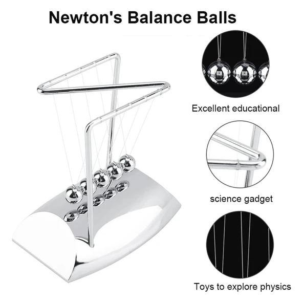 Newton Beşiği Z Denge Balans Sarkaç Topu Gümüş Büyük - 4