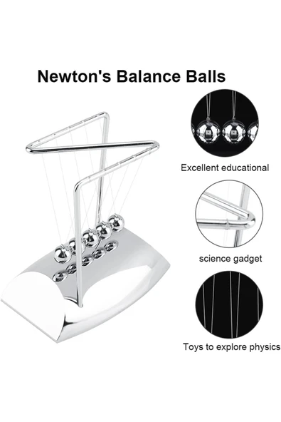 Newton Beşiği Z Denge Balans Sarkaç Topu Gümüş Büyük - 8