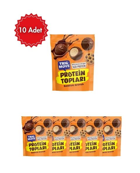 Trio Move Kurabiye Aromalı Protein Topları, Çikolata Kaplı, 10 Adet (10'lu Kutu) ürün görseli 1