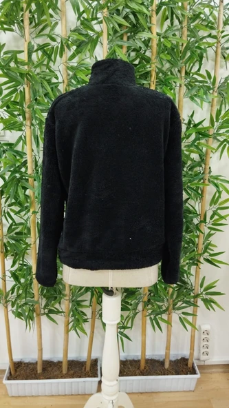 Kadın Uzun Kollu önden Fermuarlı Cepli Peluş Sweat - Resim 5