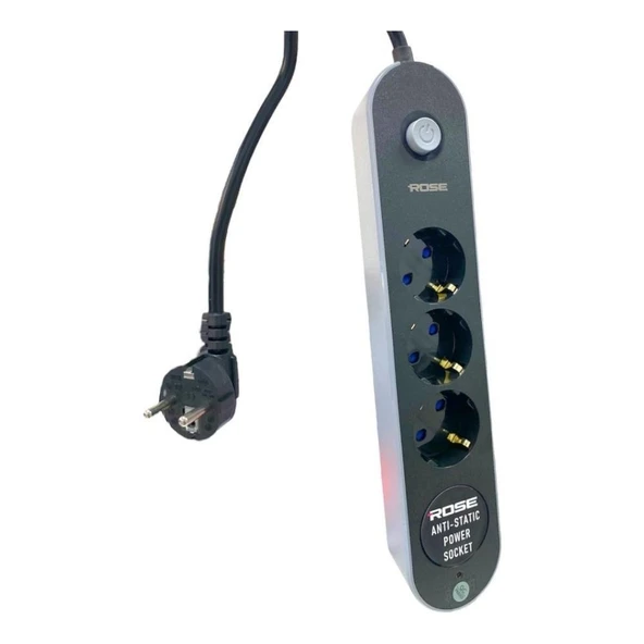 ROSE GR-300 3'lü 2metre Kablolu Akım Korumalı Grup Priz ürün görseli 1