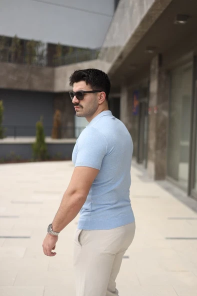 Erkek Polo Yaka Fermuar Detaylı Tişört - Resim 3