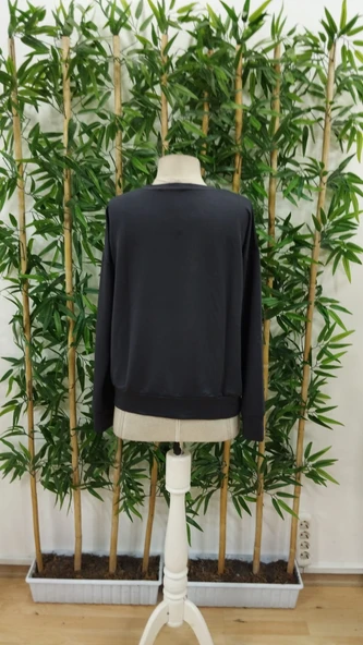 Kadın Uzun Kollu Bisiklet Yaka Viskon Iki Iplik Bluz - Resim 5