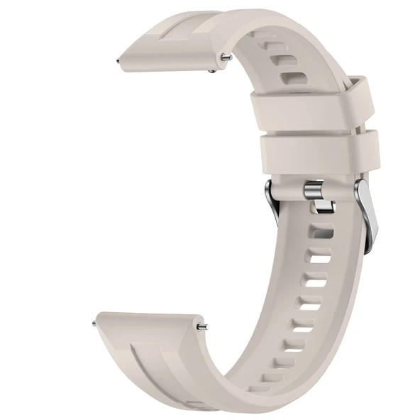 Sneezy Huawei Watch GT4 46mm İle Uyumlu Spor Silikon Metal Tokalı Soft Saat Kordonu  Starlight - Resim 3