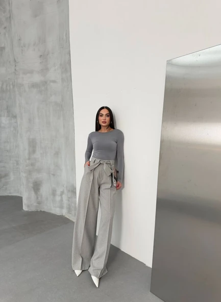 Sante Çi̇zgi̇li̇ Bel Kuşakli Palazzo Pantolon ürün görseli 1