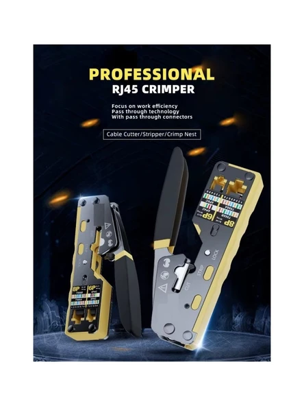 PrimeX PX-8070Y RJ45/RJ11 CAT6/CAT7, Yeni Nesil EZ RJ45 Pense Cat6 Cat7, Yeni Nesil Pense Cat7 (Bıçaklı) - Resim 8