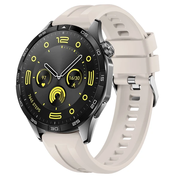 Sneezy Huawei Watch GT4 46mm İle Uyumlu Spor Silikon Metal Tokalı Soft Saat Kordonu  Starlight ürün görseli