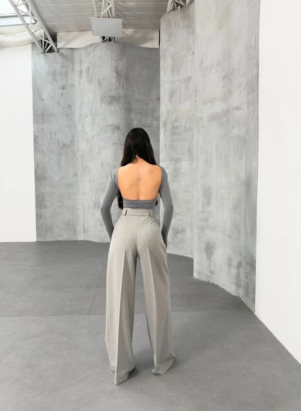 Sante Çi̇zgi̇li̇ Bel Kuşakli Palazzo Pantolon - Resim 2