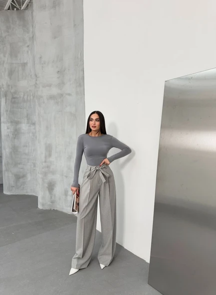 Sante Çi̇zgi̇li̇ Bel Kuşakli Palazzo Pantolon - Resim 4