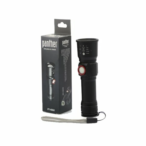 PANTHER PT4060 Pt-4060 Usb Şarjlı Metal Fener ürün görseli 1