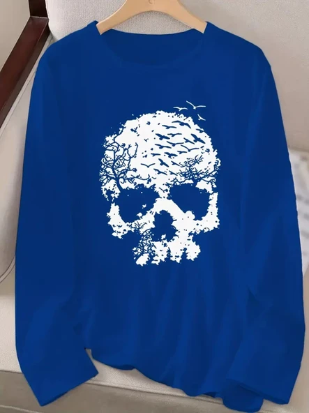 Kadın Uzun Kollu Bisiklet Yaka Ayçiçeği Desenli Viskon Bluz - Resim 2