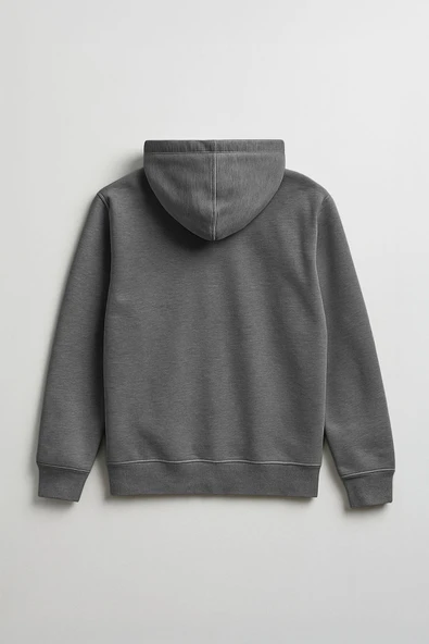 Erkek Fermuarlı Kapüşonlu Cepli Antrasit Sweatshirt - Resim 2