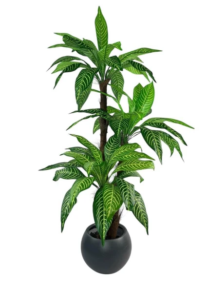 Yapay Ağaç Yukka Sarı Çizgili Draceena Ağacı Antrasit Küre Saksıda 120*50cm 54 Yapraklı - Resim 2