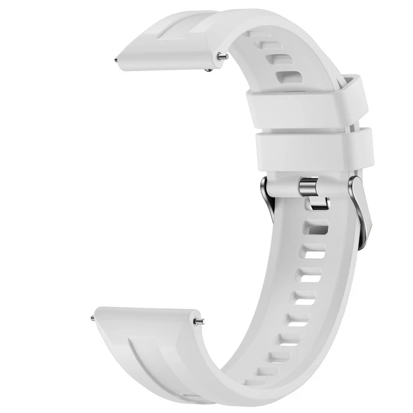 Sneezy Huawei Watch GT3 46mm GT2 46mm İle Uyumlu Spor Silikon Metal Tokalı Soft Saat Kordonu  Beyaz - Resim 3