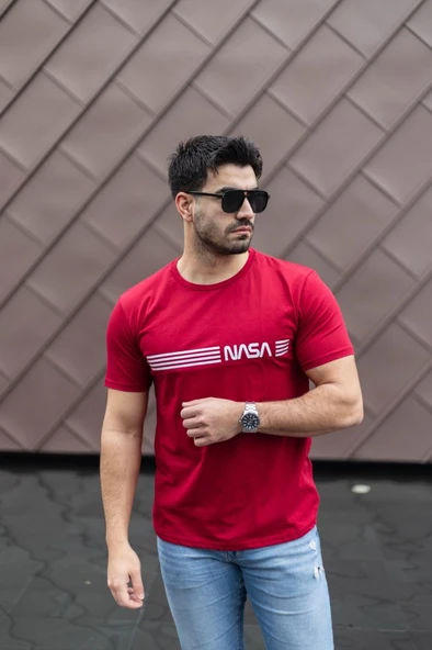Erkek Kısa Kollu Nasa Baskı Basic Erkek T-shirt ürün görseli 1