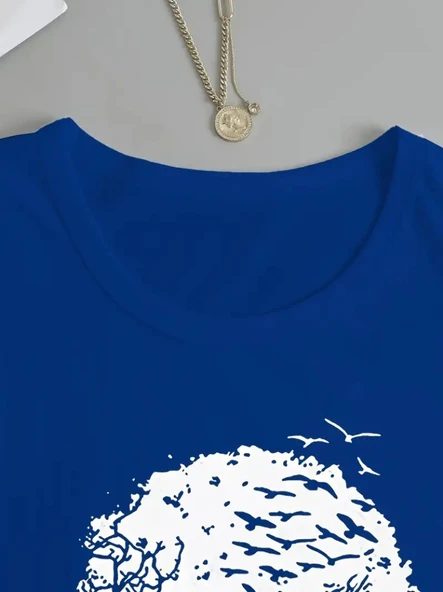 Kadın Uzun Kollu Bisiklet Yaka Ayçiçeği Desenli Viskon Bluz - Resim 3