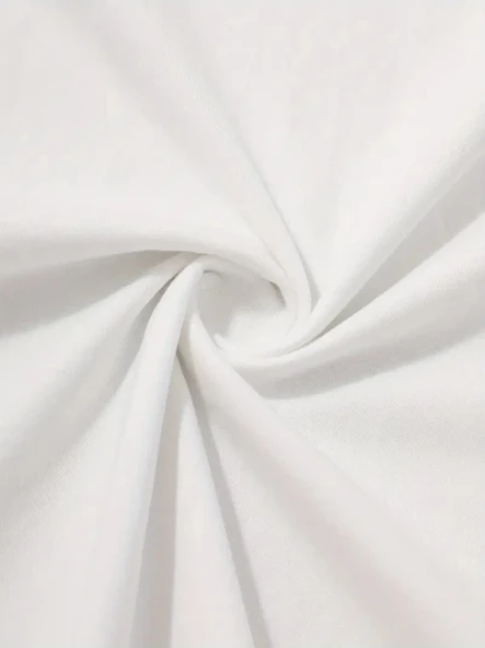 Baskılı Oversize Bisiklet Yaka T-shirt - Beyaz - Resim 4