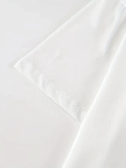 Baskılı Oversize Bisiklet Yaka T-shirt - Beyaz - Resim 3