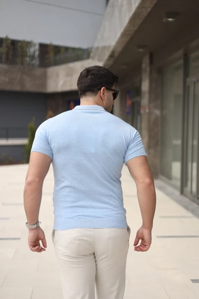 Erkek Polo Yaka Fermuar Detaylı Tişört - Resim 2