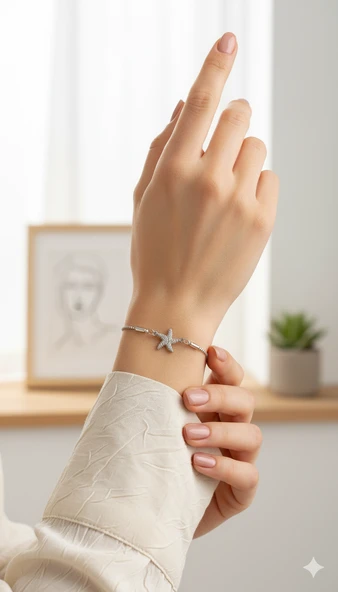 Deniz Yıldızı Bileklik - Zirkon Taşlı Minimalist Yaz Takısı ürün görseli 1