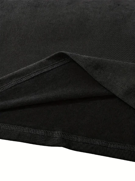 Fiyonk Baskılı Siyah Oversize Unisex T-shirt- Siyah - Resim 3