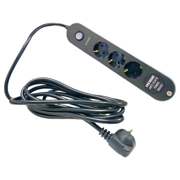 ROSE GR-300 3'lü 2metre Kablolu Akım Korumalı Grup Priz - Resim 3