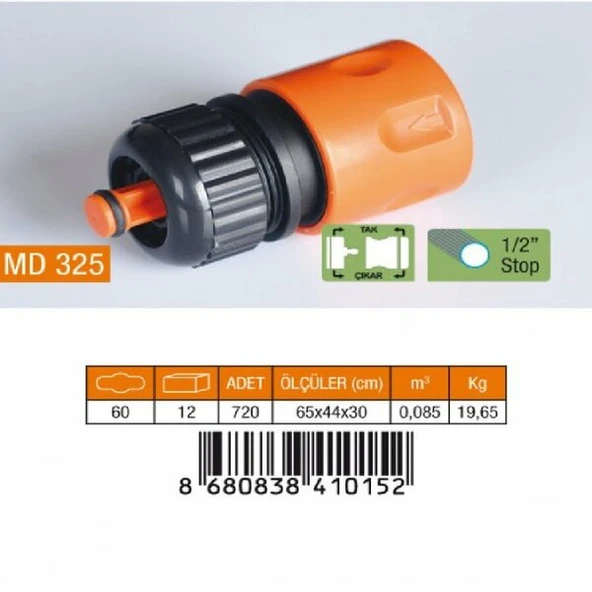 MEDALYAN MD 325 Oto. Hortum Baglantısı 1/2" Stoplu ürün görseli