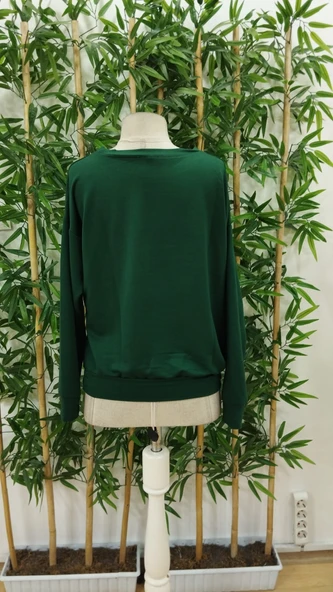 Kadın Yılbaşı Özel Uzun Kollu Bisiklet Yaka Desenli Viskon Iki Iplik Bluz - Resim 4