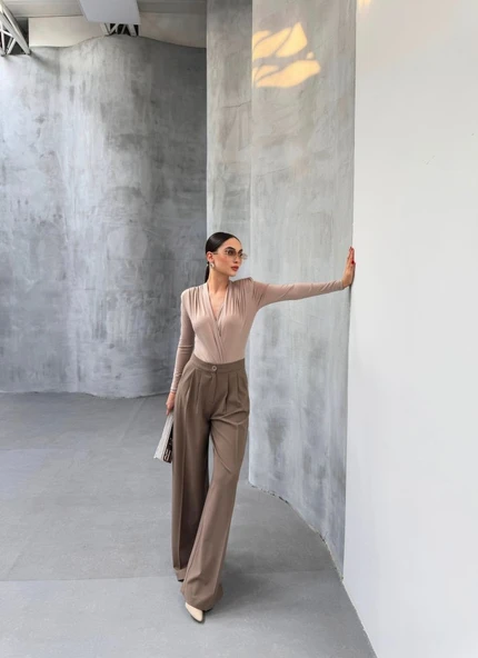 230 Gr Poly Viscose Full Lycra Pi̇leli̇ Palazzo Pantolon ürün görseli 1