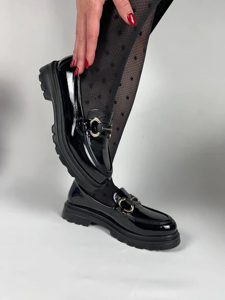 KB-ZN101 Kömür Rugan Günlük Kadın Babet - Resim 9