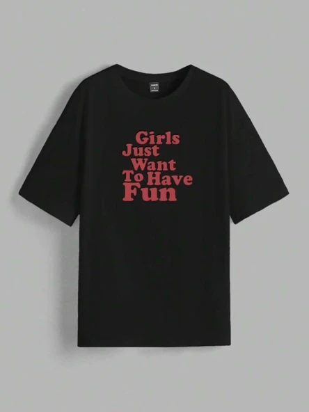 Baskılı Oversize T-shirt - Siyah - Resim 2