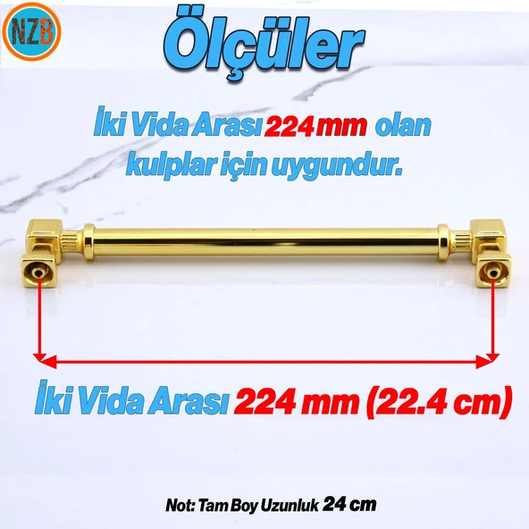 Mobilya Çekmece Mutfak Dolabı Dolap Kapak Kulplar Kulb Kulp Gold Altın Kulp 224 mm - Resim 2
