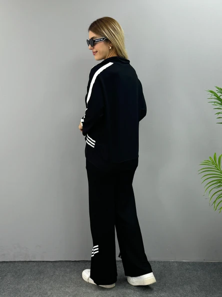 Kadın Polo Yaka Paça Yırtmaçlı Ribanalı İkili Takım - Resim 4