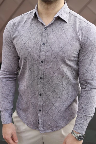 Erkek şamre Kumaş Gömlek - Resim 5