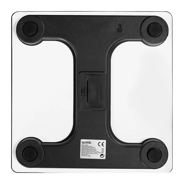 ASONIC BS260, Beyaz, Bluetooth Destekli, Baskül. LCD Gösterge, 260x260mm, 180Kg a kadar ölçme. - 3