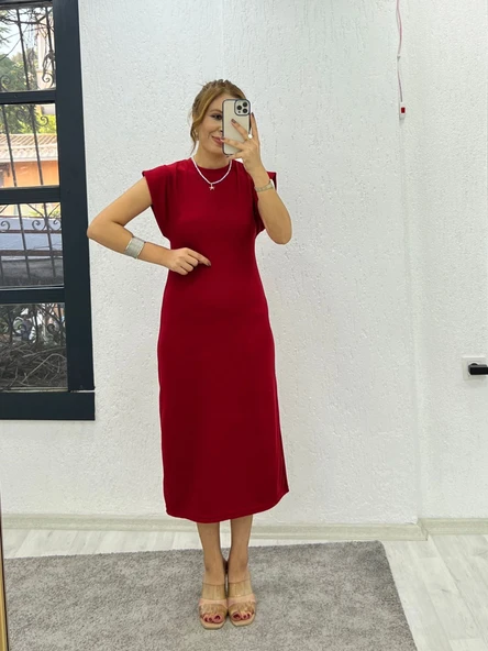 Kadın Bisiklet YakaT-kolmidi Boy Elbise ürün görseli 1