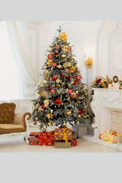 50 Adet 40mm Kırmızı Altın Beyaz Noel Ağacı Süs Topları Seti | 9 Farklı Desen & Hafif Dayanıklı Yılbaşı Dekoru - Resim 10