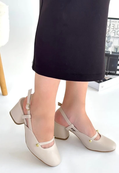 Jecci Bej Cilt Topuklu Ayakkabı - Resim 2