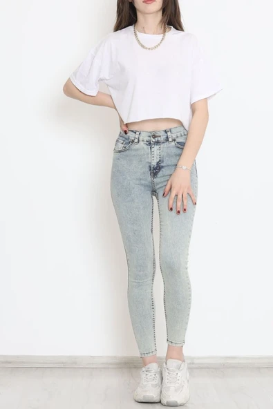 Kadın Cep Detay Kar Yıkamalı Kot Pantolon - Resim 3