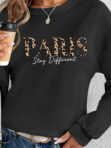 Kadın Uzun Kollu Bisiklet Yaka Desenli Viskon Iki Iplik Bluz - Resim 2