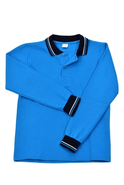 Kolej Polo Yaka Selanik Sweat Turkuaz IMHS-S-M - Resim 4