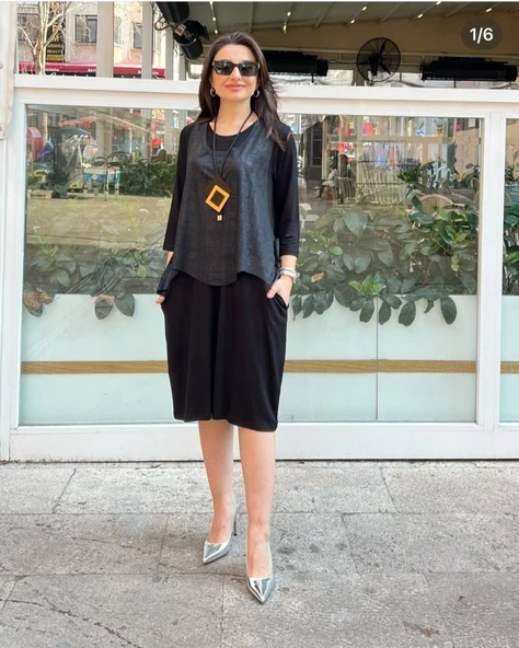 Kadın Viskon Kumaş Cep Detaylı üçlü Takım - Resim 3