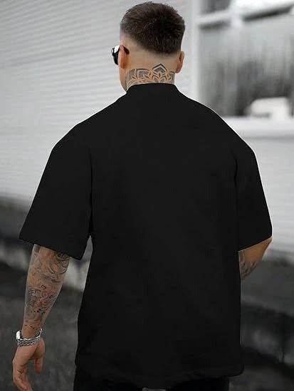 Erkek Bisiklet Yaka Kısa Kol Baskılı T-shirt - Siyah - Resim 2