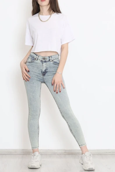 Kadın Cep Detay Kar Yıkamalı Kot Pantolon - Resim 4