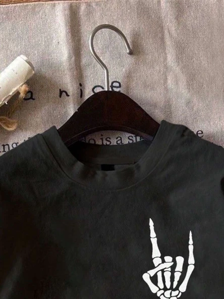 Erkek Baskılı Oversize T-shirt - Siyah - Resim 2