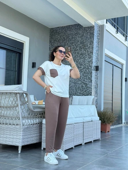 Kadın Kristal Kumaş Garnili Cep Detaylı Ikili Takım - Resim 5